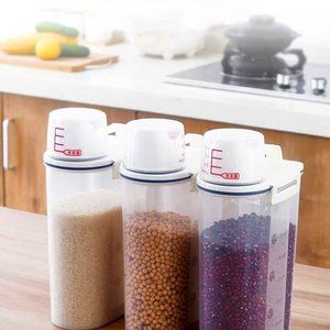 Set Of 3 Rice, Grain 2 1/2 qt Sealed Container measuring cup BPA Free Plastic